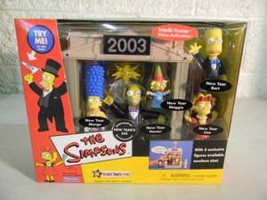 VINTAGE 2002 The Simpsons WORLD OF SPRINGFIELD INTERACTIVE ENVIROMENT, Simpsons NEW YEARS EVE By Playmates #199189 - IN BOX - AWESOME PIECE - SEE PICTURES