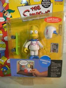 VINTAGE 2002 The Simpsons WORLD OF SPRINGFIELD INTERACTIVE FIGURE - DAREDEVIL BART #199246 By Playmates - IN BOX - AWESOME PIECE - SEE PICTURES