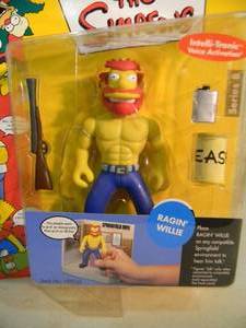 VINTAGE 2002 The Simpsons WORLD OF SPRINGFIELD INTERACTIVE FIGURE - RAGIN WILLIE #199245 By Playmates - IN BOX - AWESOME PIECE - SEE PICTURES