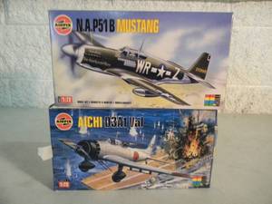 lot 31 image: 2 - AIRFIX 172 scale Model Kits, Made In France - N.A. P51 B MUSTANG & AICHI D3A1 Val - SEALED IN BOX - GREAT PIECES - SEE PICTURES