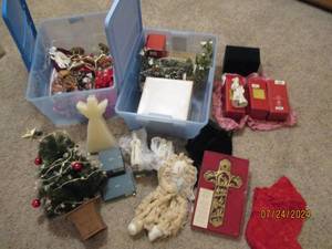 (2) Totes of Christmas decor includ...