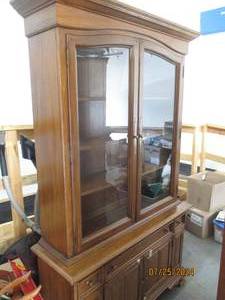 Vintage 2pc Hardwood Glass front Ch...