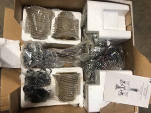 Hampton Bay Essex 3-Light Aged Black Chandelier with Tea Stained Glass Shades Customer Returns See Pictures