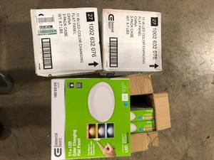 Lot of  Commercial Electric 11 in. 12.5-Watt Dimmable White Integrated LED Edge-Lit Round Flat Panel Flush Mount Ceiling Light Color Changing   Customer Returns See Pictures