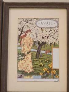 lot 110 image: Stunning French Art Deco Fine Art Calendar Prints (4) - Avril - Julliet