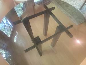 lot 3 image: Breathtaking Arts & Crafts Style Smoke Glass Round Top Cafe Table