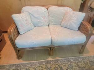 lot 13 image: Ultra-Comfortable Rattan Woven Loveseat