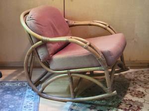 lot 4 image: Exotic Vintage Rattan Rocking Chair