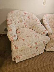 lot 60 image: Flora Embroidery Vintage Club Chairs