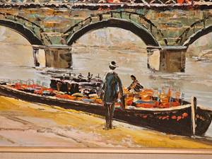 lot 21 image: Notre Dame Paris Oil Painting Signed PG Tiche