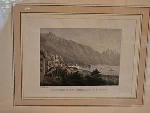 lot 99 image: J Dubois Lithograph Print Montreux et Chillon