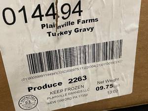 G-I - Lot of 12 Containers Plainville Farms Fully Cooked Turkey Gravy 9.75 lbs