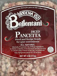 J - Bellantani Diced Pancetta - 4 Packs of 4 oz (113g)