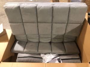 lot 20 image: 51.25 Grey Suede Double Floor Sofa Bed with 7-Position Adjustable Backrest by HOMCOM Customer Returns See Pictures