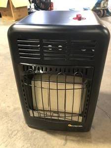 lot 36 image: Mr. Heater 18,000 BTU Cabinet Propane Space Heater with Hose and Regulator  Customer Returns See Pictures