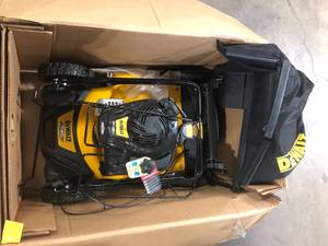 lot 37 image: DEWALT 21 in. 150cc Briggs and Stratton 625ex Engine Rear Wheel Drive 2-in-1 Gas Self Propelled Walk Behind Lawn Mower   Customer Returns See Pictures