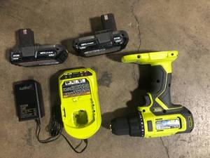 lot 18 image: RYOBI ONE 18V Cordless 12 in. DrillDriver Kit with (2) 1.5 Ah Batteries and Charger    Customer Returns See Pictures