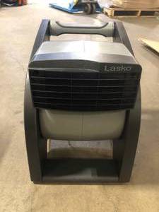 lot 42 image: Lasko 11.2 in. 3 Speeds Blower Fan in Gray with Carry Handle, Circuit Breaker, Power Outlets, High Velocity Utility Pivoting  Customer Returns See Pictures