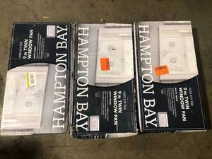 lot 43 image: Lot of Hampton Bay 9 in. Twin Window Fan   Customer Returns See Pictures