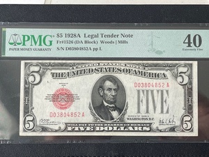 1928A $5 Dollar Note PMG 40 Extremely Fine