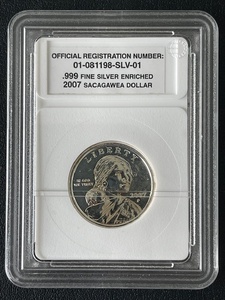 2007 Sacagawea Dollar .999 Fine Silver Enriched
