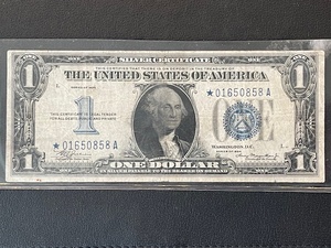 1934 Blue Seal $1 Dollar Silver Certificate Funnyback Star Note
