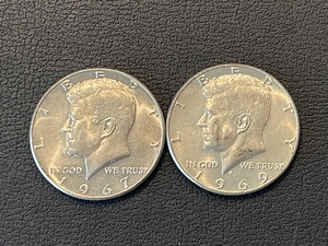 1967 and 1969 Kennedy Half Dollars Silver Clad