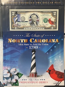 North Carolina $2 Dollar Colorized Bill