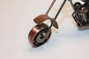 lot 75 image: Handcrafted Metal Motorcycle Model with Sidecar