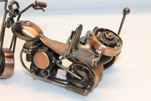 lot 79 image: Metal Motorcycle with Sidecar Miniature Sculpture