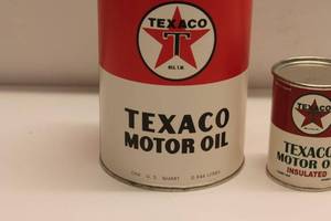 lot 94 image: Vintage Texaco Motor Oil Cans - 1 Quart and Insulated Can