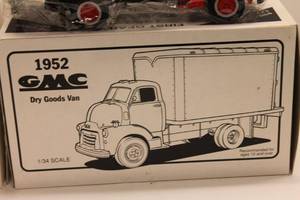 lot 309 image: Lot of 2 1952 GMC Dry Goods Van Model Trucks - Great Southern and PIE