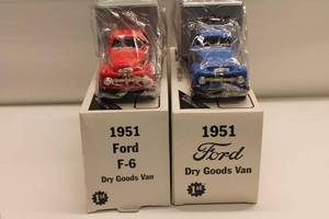 lot 313 image: 1951 Ford F-6 Dry Goods Van Die-Cast Models - P.I.E. and Navajo Set