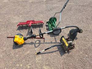 lot 18 image: Lawn Equipment Trimmer, Thatcher, ect.