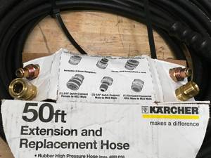 lot 52 image: Karcher 50 foot extension and replacement pressure washer hose with 4 connectors