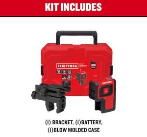 lot 19 image: CRAFTSMAN Red 100-ft Self-Leveling Outdoor 3 Spot Beam Line Generator Laser Level Kit Model # CMHT77632