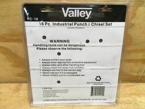 lot 35 image: Valley 16 piece Industrial Punch & Chisel Set Model # PC-16 (Retail $44.26) 07252413.50