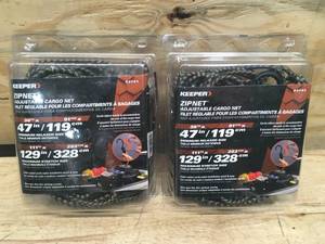 lot 128 image: Lot of 2 - Keeper zip net adjustable cargo net Model # 03141