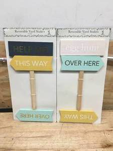 lot 145 image: Lot of 2 - Easter reversible yard stake signs (3 count)