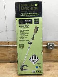 lot 2 image: Green Machine 62V 16 Cordless String Trimmer with 2.5AH Battery and Charger Model # GMST6200-C (Retail $249)