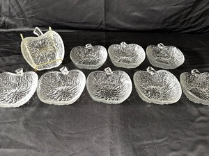 Textured Glass Sculpted Apple Shaped Bowls 9 total