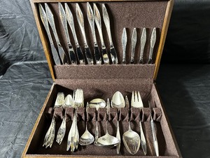 Reed and Barton Engraved Lark Sterling  Silver Flatware Set 43 pieces Includes 8 Salad Forks x  8 Dinner Forks x  8 Knives x  8 Spoons x  5 Butter Knives x  6 Serving Pieces x  Box Included