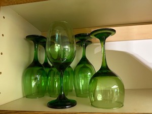 Vintage Green Long Stem Glasses