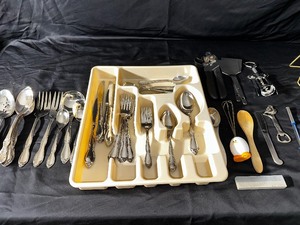1980s Vintage Oneida Community Stainless Steel Flatware and Kitchen Tools as seen in photo
