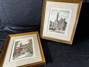 Vintage Etching Print - Ernst Geissendorfer Rosenburg ob and Nurenburg Print Measuring 11 Inches X 13.5 Inches