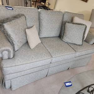 Ethan Allen Sofa Couch Measuring 72 Inches Wide x  35 Inches Deep x  and 32 Inches Tall x  In Like-New Condition with Pillows. Two Of Two Available