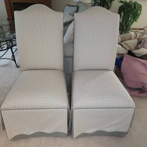 Matching Upholstered Dining Chairs Measuring 20 Inches Wide x  22 Inches Deep x  and 42 Inches Tall x  with Rolling Casters