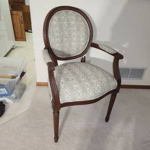 Vintage Wood and Upholstered Chair Measuring 23 Inches Wide x  19 Inches Deep x  36 Inches Tall