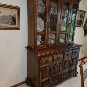 Vintage China Hutch Measuring 48 Inches Long x  19 Inches Deep x  72 Inches Tall. Made By Smague & Carlton - Patriot Comes In Two Pieces