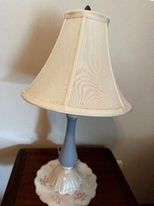 Small Blue and White Porcelain Lamp Measuring 21 Inches Tall